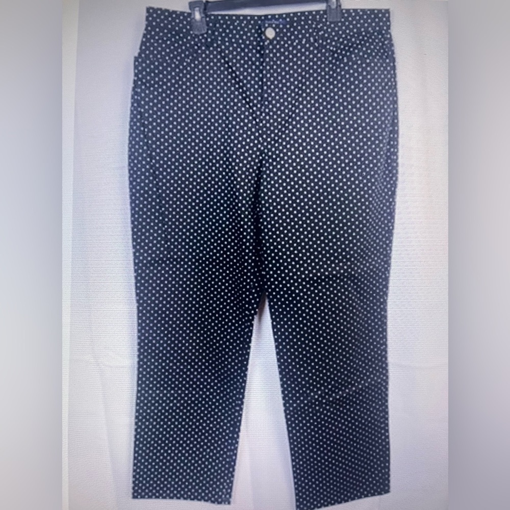Chaps Womens Black White Polka Dots Chino Carrier Pants Size 16